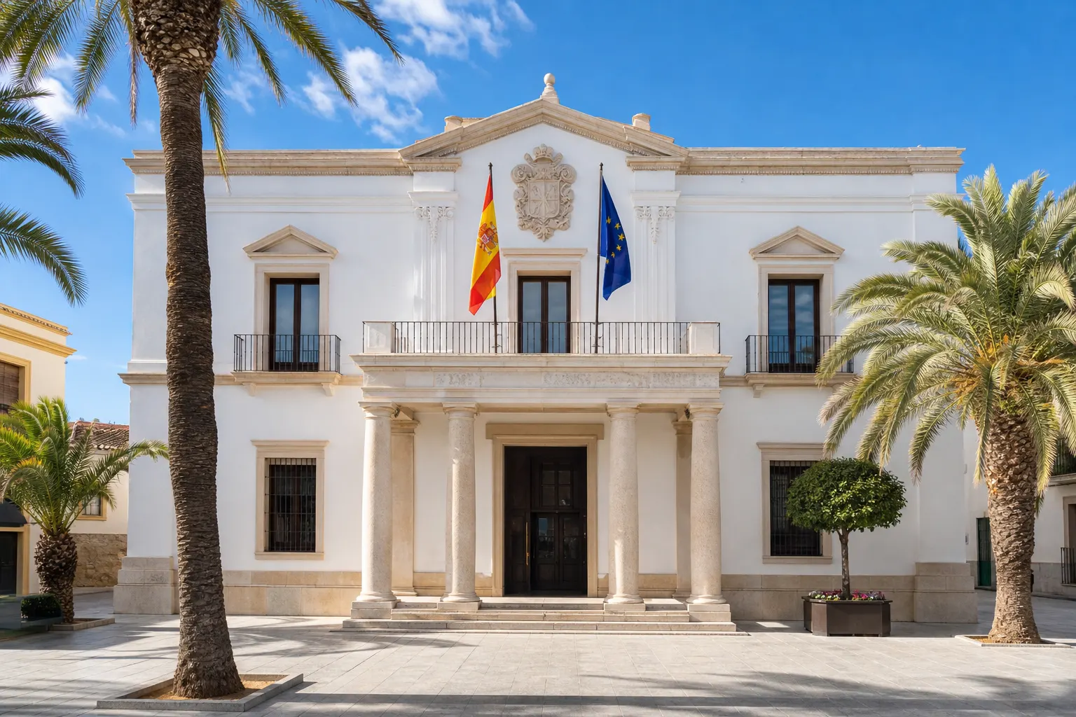 Spanish town hall facade — municipal IBI rebate paperwork